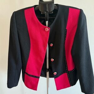 Ying Vintage Black and Pink Blazer with Structured Silhouette